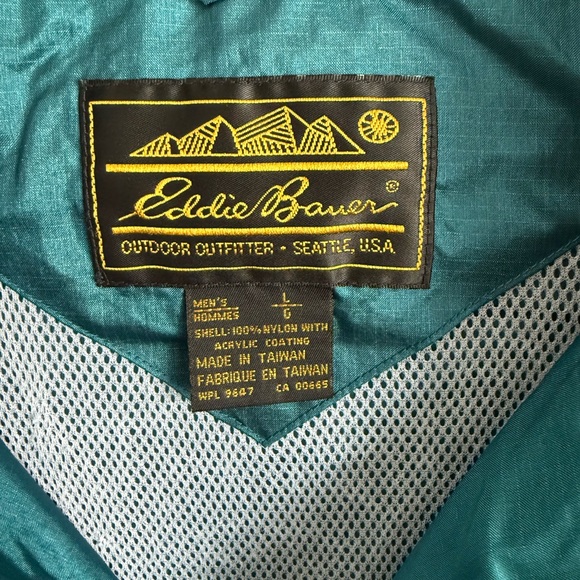 Men’s L Teal Eddie Bauer Vintage 90’s Gorpcore Outdoor Long Sleeve Rain Jacket - Picture 4 of 7